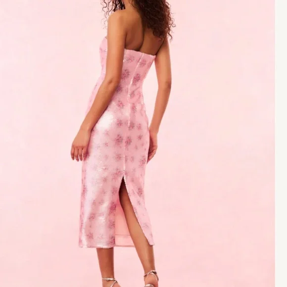 LoveShackFancy Strapless Pink Floral Dress - Picture 4 of 11